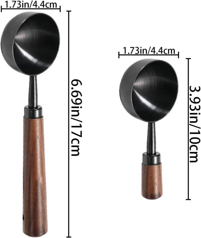 2 PCS Coffee Scoop Vintage Coffee Measuring Spoon Retro Stainless Steel Coffee Spoon Long Wooden Handle Coffee Scoop Kitchen Utensil for Scooping, Measuring & Serving Perfect for Coffee Tea, and More - Image 2