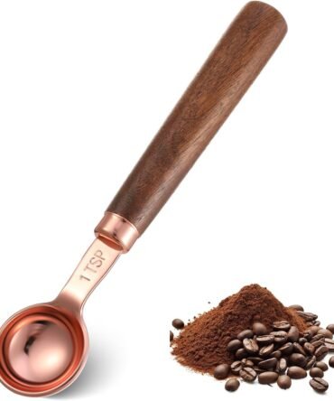 Coffee Scoop - 5ML Stainless Steel Measuring Spoon, Wooden Handle, Retro Design, Ideal for Coffee, Tea, and More